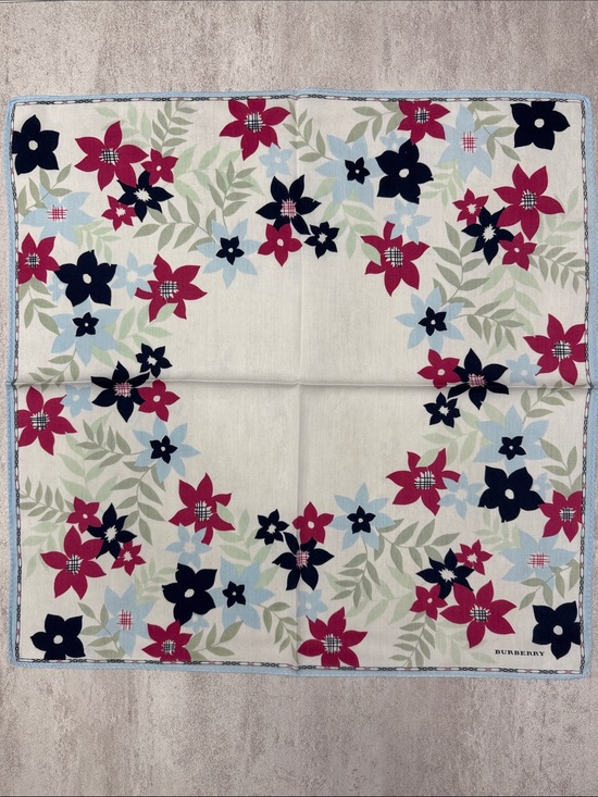Burberry Accessories - Burberry Floral Cotton Scarf - Cream, Navy & Pink